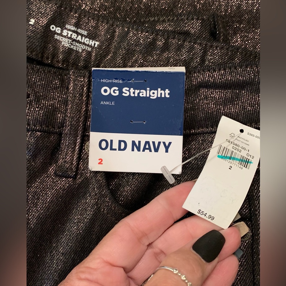 NWT Old Navy Metallic Brown 5 pocket OG straight Jeans.